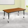 Flash Furniture 28 X 47.5 In. Mobile Rectangular Wave Flexible Collaborative Laminate Activity Table With Height Adj