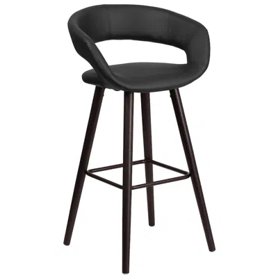 Flash Furniture 29'' High Contemporary Cappuccino Wood Barstool In Black Vinyl