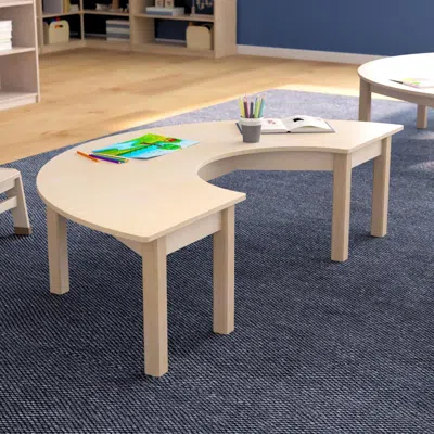 Flash Furniture 29.5 X 59 X 14.5 In. Bright Beginnings Commercial Grade Wooden Half Circle Preschool Classroom Activ In Neutral