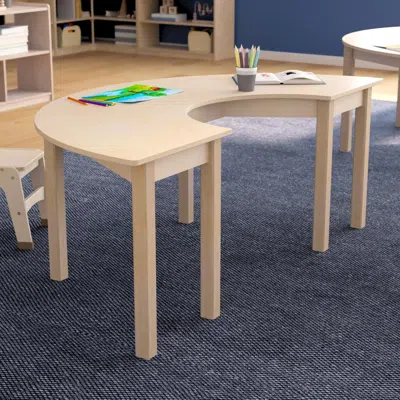 Flash Furniture 29.5 X 59 X 21 In. Bright Beginnings Commercial Grade Wooden Half Circle Preschool Classroom Activit In Neutral