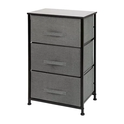 Flash Furniture 3 Drawer Wood Top Blackframe Vertical Storage Dresser With Dark Gray Drawers