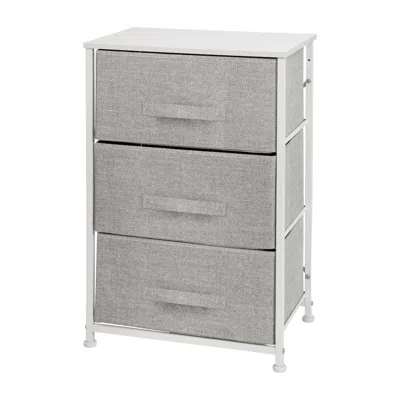 Flash Furniture 3 Drawer Wood Top Whiteframe Vertical Storage Dresser With Light Gray Drawers