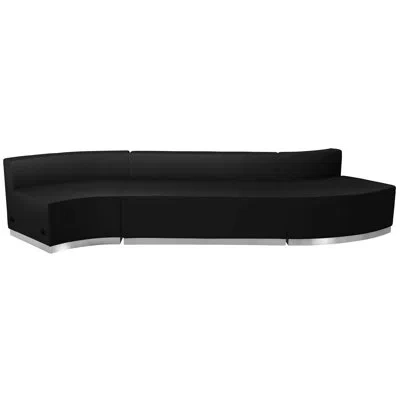 Flash Furniture 3 Pc Leathersoft Modular Reception Configuration W/taut Back &seat In Black