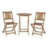 Flash Furniture 3 Piece Folding Patio Bistro Set, Acacia Wood Table And 2 Chair Set In Brown