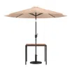 Flash Furniture 3 Piece Patio Table Set - 35" Patio Table And Tan Umbrella With Base In Neutral