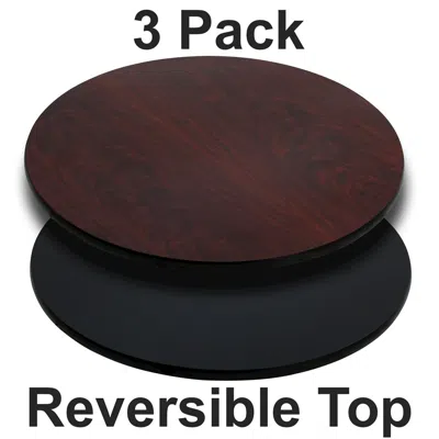 Flash Furniture 3 Pk. 30'' Round Table Top With Black Or Mahogany Reversible Laminate Top In Brown