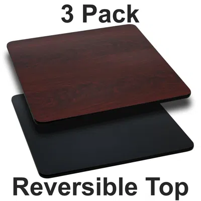 Flash Furniture 3 Pk. 30'' Square Table Top With Black Or Mahogany Reversible Laminate Top In Brown