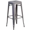 Flash Furniture 30'' High Backless Clear Coated Metal Indoor Barstool With Square Seat In Gray