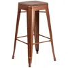 Flash Furniture 30" High Backless Copper Barstool With Square Wood Seat In Brown