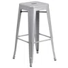 Flash Furniture 30" High Backless Silver Metal Indoor-outdoor Barstool With Square Seat