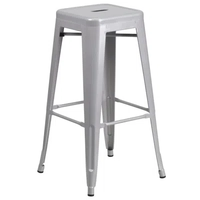 Flash Furniture 30" High Backless Silver Metal Indoor-outdoor Barstool With Square Seat