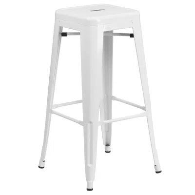 Flash Furniture 30" High Backless White Metal Indoor-outdoor Barstool With Square Seat