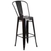 Flash Furniture 30" High Black Metal Indoor-outdoor Barstool With Removable Back In Black