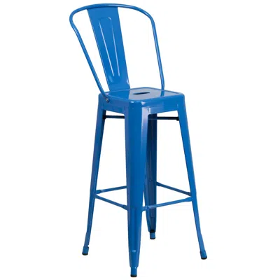 Flash Furniture 30" High Blue Metal Indoor-outdoor Barstool With Removable Back