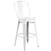 Flash Furniture 30" High Distressed White Metal Indoor-outdoor Barstool With Back In White