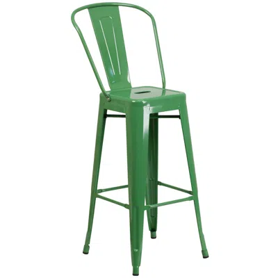 Flash Furniture 30" High Green Metal Indoor-outdoor Barstool With Removable Back