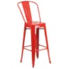 Flash Furniture 30" High Red Metal Indoor-outdoor Barstool With Removable Back In Red