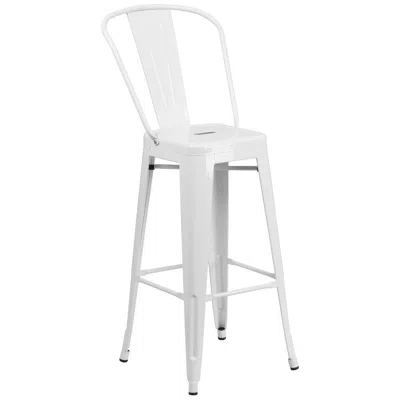 Flash Furniture 30" High White Metal Indoor-outdoor Barstool With Removable Back