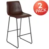 Flash Furniture 30 Inch Leathersoft Bar Height Barstools In Dark Brown, Set Of 2 In Brown