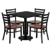 Flash Furniture 30'' Square Black Table Set With 4 Ladder Back Metal Chairs - Cherry Wood Seat In Multi