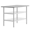 Flash Furniture 30x48 Portable Prep And Work Table With Top Shelf And 2 Adjustable Undershelves In White