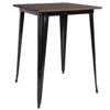 Flash Furniture 23.5" Square Black Metal Indoor Table With Walnut Rustic Wood Top