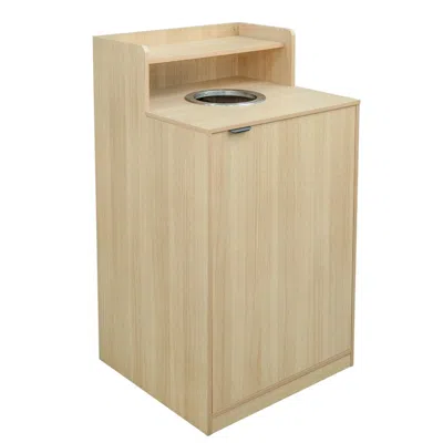 Flash Furniture 32 Gallon Commercial Trash Can Enclosure, Oak In Brown