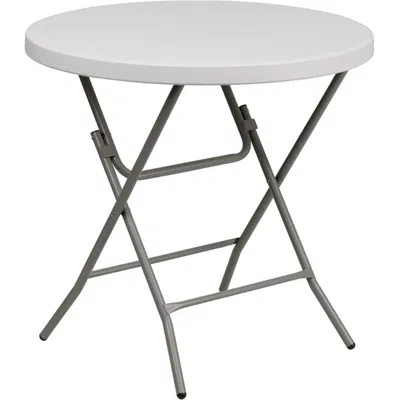Flash Furniture 32 In. Round Granite White Plastic Folding Table In Gray