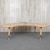 Flash Furniture 35 X 65 In. Half-moon Plastic Height Adjustable Activity Table, Natural Color