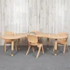 Flash Furniture 35 X 65 In. Half-moon Plastic Height Adjustable Activity Table Set With 4 Chairs, Natural Color