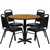 Flash Furniture 36'' Natural Table Set With X-base And 4 Black Trapezoidal Back Banquet Chairs In Black
