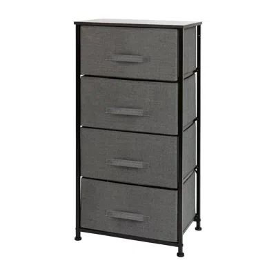 Flash Furniture 4 Drawer Wood Top Blackframe Vertical Storage Dresser With Dark Gray Drawers