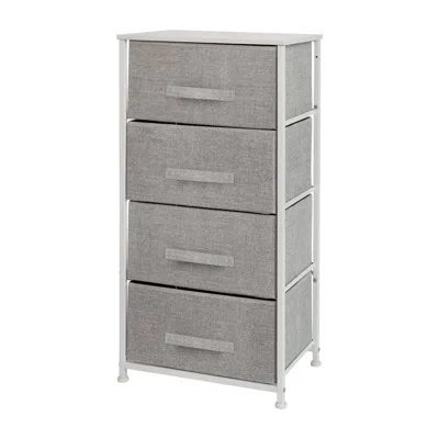 Flash Furniture 4 Drawer Wood Top Whiteframe Vertical Storage Dresser With Light Gray Drawers