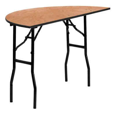 Flash Furniture 4-foot Half-round Wood Folding Banquet Table In Brown
