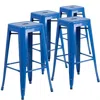 Flash Furniture 4 Pk. 30'' High Backless Blue Metal Indoor-outdoor Barstool With Square Seat In Blue