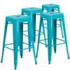 Flash Furniture 4 Pk. 30'' High Backless Crystal Blue Indoor-outdoor Barstool In Blue