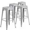 Flash Furniture 4 Pk. 30'' High Backless Silver Metal Indoor-outdoor Barstool With Square Seat In Gray