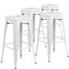 Flash Furniture 4 Pk. 30'' High Backless White Metal Indoor-outdoor Barstool With Square Seat In White