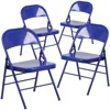 Flash Furniture 4 Pk. Cobalt Blue Triple Braced & Double Hinged Metal Folding Chair In Blue