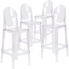 Flash Furniture 4 Pk. Ghost Barstool In Transparent Crystal With Oval Back In Transparent
