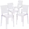 Flash Furniture 4 Pk. Ghost Chair In Transparent Crystal With Square Back In Transparent