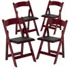 Flash Furniture 4 Pk. Hercules Series Mahogany Wood Folding Chair With Vinyl Padded Seat In Multi