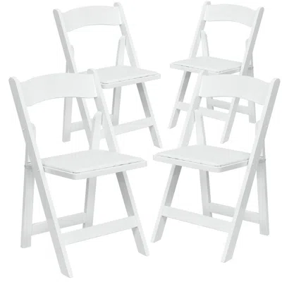 Flash Furniture 4 Pk. Hercules Series White Wood Folding Chair With Vinyl Padded Seat