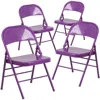 Flash Furniture 4 Pk. Impulsive Purple Triple Braced & Double Hinged Metal Folding Chair In Purple