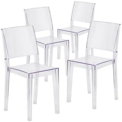 Flash Furniture 4 Pk. Phantom Series Transparent Stacking Side Chair