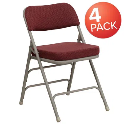 Flash Furniture 4 Pk. Triple Braced & Double Hinged Burdy Fabric Metal Folding Chair In Red