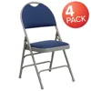 Flash Furniture 4 Pk. Triple Braced Navy Fabric Metal Folding Chair With Easy-carry Handle In Blue