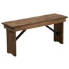 Flash Furniture 40'' X 12'' Antique Rustic Solid Pine Folding Farm Bench In Brown