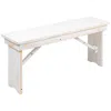 Flash Furniture 40" X 12" Antique Rustic White Solid Pine Folding Farm Bench In White