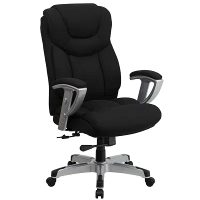 Flash Furniture 400 Lb. Rated Black Fabric Executive Office Chair With Silver Adjustable Arms